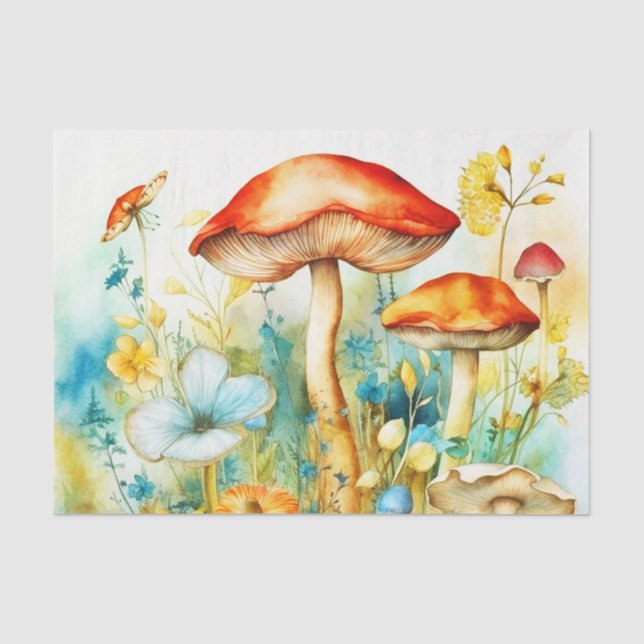 Papel De Seda Flores y hongos de época (Anverso)