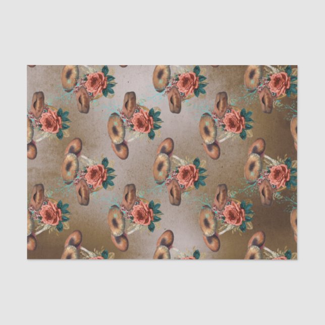 Papel De Seda Flores y hongos de época (Anverso)