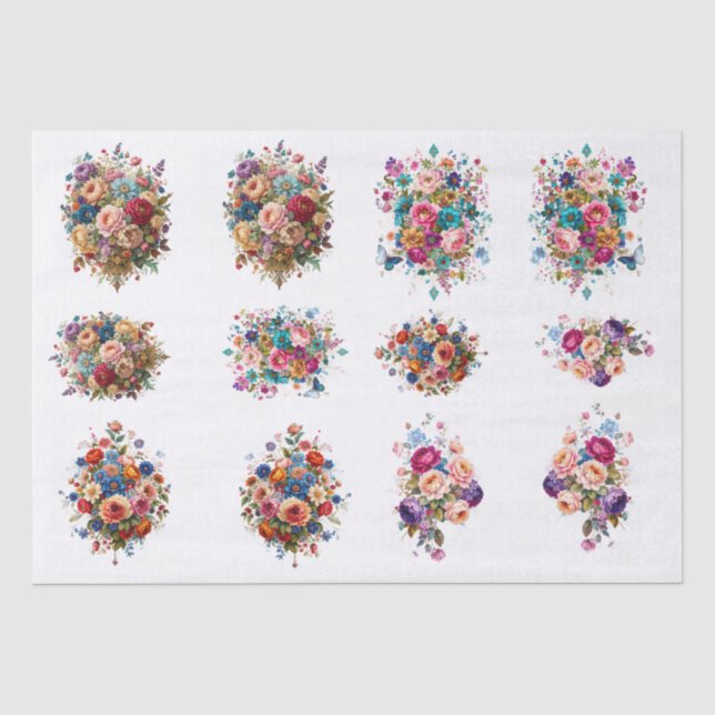 Papel De Seda Flores y mariposas  (Anverso)