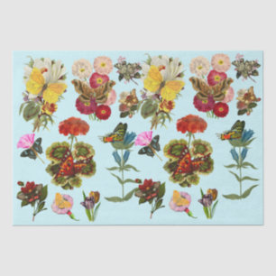 Papel De Seda Flores y mariposas insectos plantas naturaleza