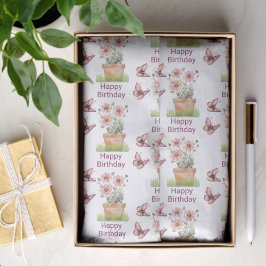 Papel De Seda Flores y mariposas potentes Cumpleaños