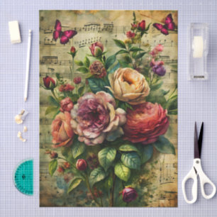 Papel De Seda Flores y mariposas victorianas vintage