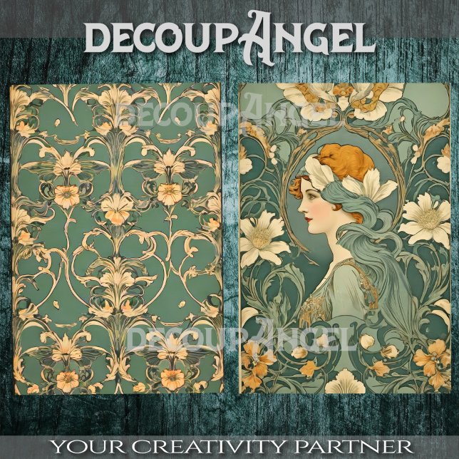 Papel De Seda Flores y mujeres en Art Nouveau -Decoupage- (Subido por el creador)