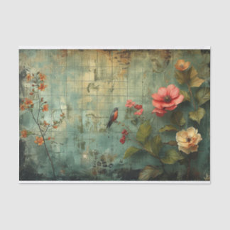 Papel De Seda Flores y pájaros