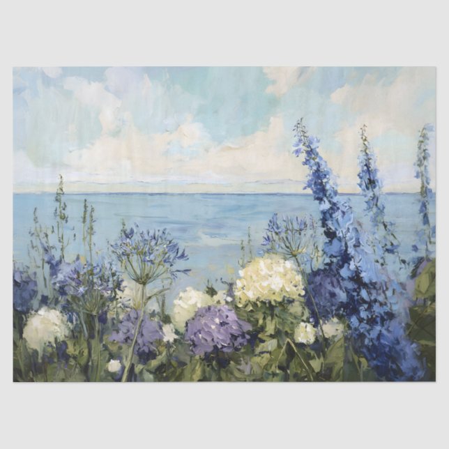 Papel De Seda Flores y Pintura del Mar Decoupage (Anverso)