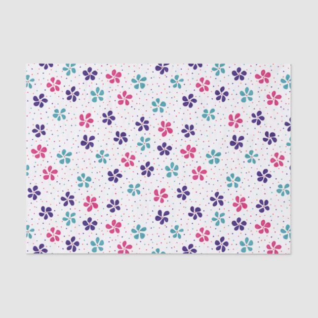 Papel De Seda Flores y puntos Patrón floral (Anverso)