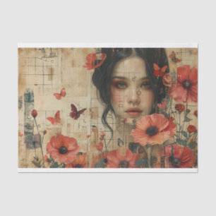 Papel De Seda Flores y una mujer joven