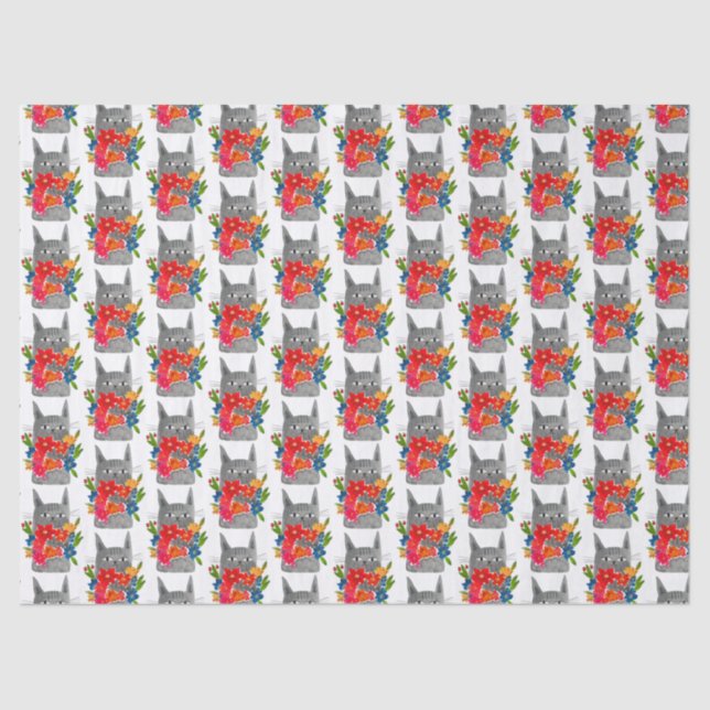 Papel De Seda Flower cat (Anverso)