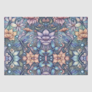 Papel De Seda FLower Damask Blue Gold