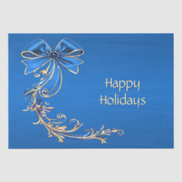 Papel De Seda Flower Holiday Blue Gold