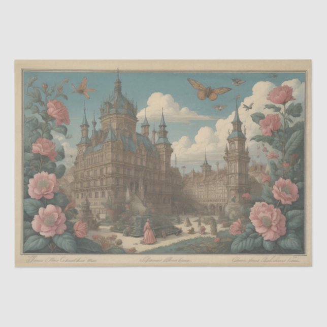 Papel De Seda Flowers Castle & postcard v3 - 13x19 (Anverso)