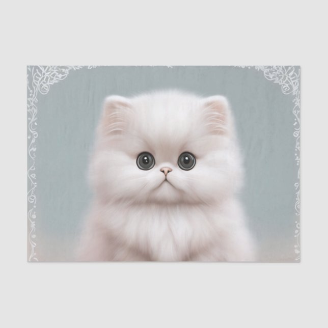 Papel De Seda Fluffy Persian Nursery Cat Art (Anverso)