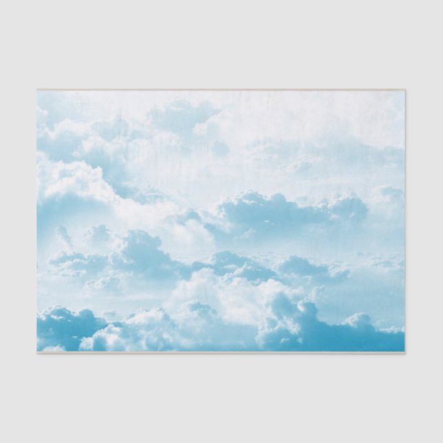 Papel De Seda Fluffy White Nubes Blue Sky Decoupage (Anverso)