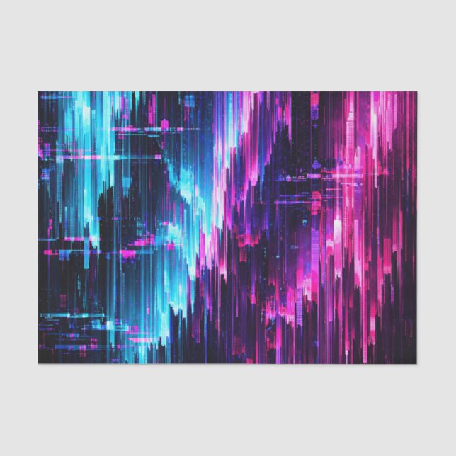 Papel De Seda Flujo de datos de falla de neón abstracto (Anverso)