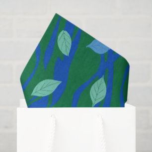 Papel De Seda Flujo Elemental Verde Esmeralda Azul Cobalto con H