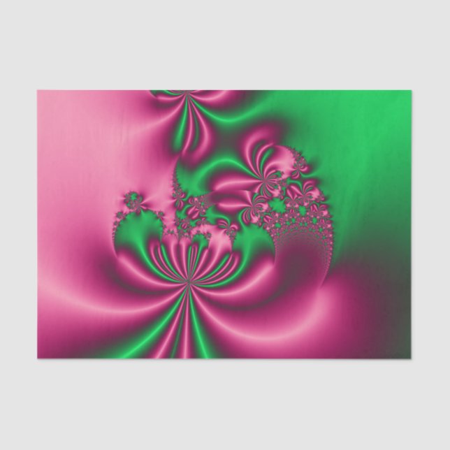 Papel De Seda Flujo floral rosa y verde (Anverso)