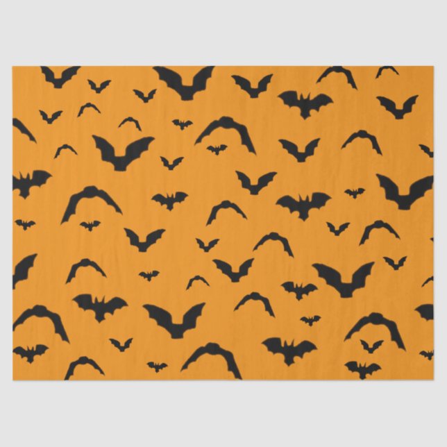 Papel De Seda Flying Bats on Orange Tissue Paper (Anverso)