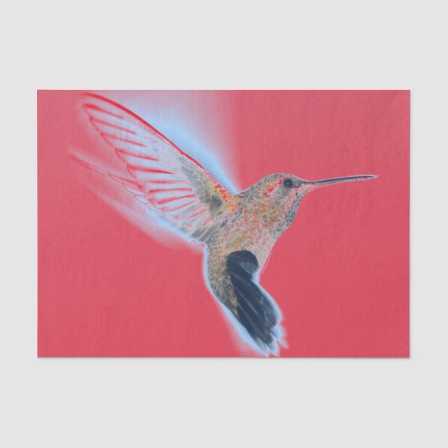 Papel De Seda FLYING HUMMINGBIRD PERSONALIZABLE Tejido ROJO (Anverso)