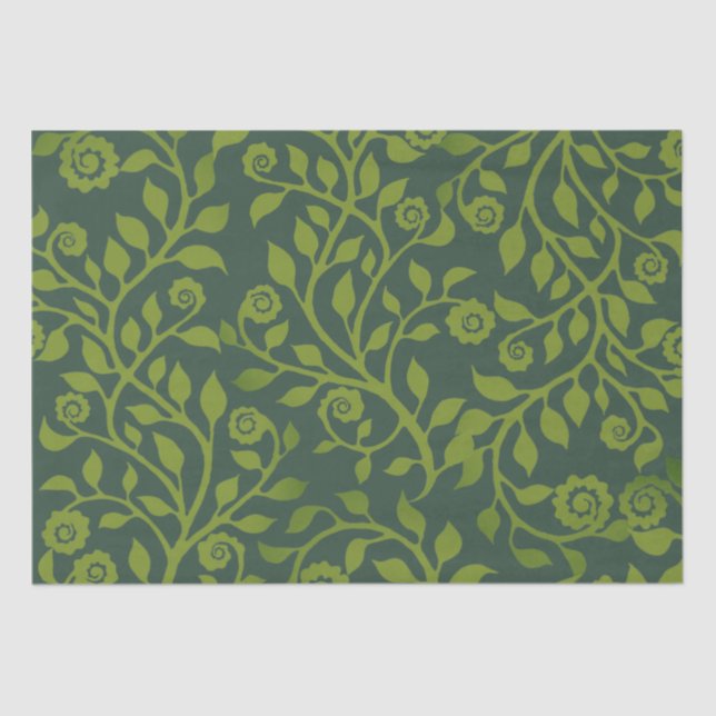 Papel De Seda Foliage Elegante Boho Moda Verde Naturaleza (Anverso)