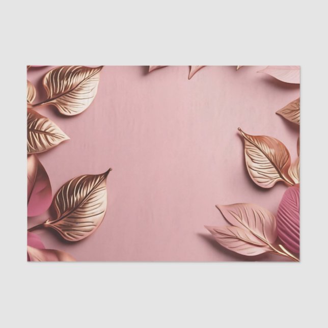 Papel De Seda Foliage metalico de oro rosa (Anverso)