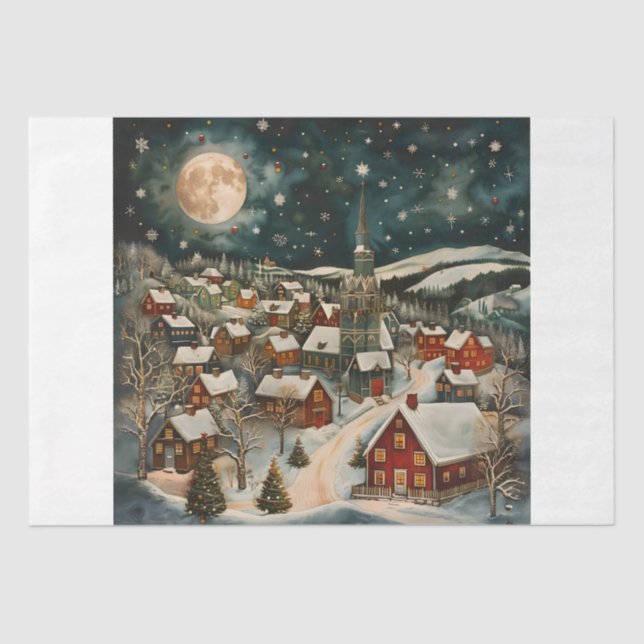 Papel De Seda Folk Winter Village (Anverso)
