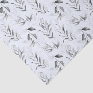 Papel De Seda Follaje blanco negro sobre regalo para baby shower