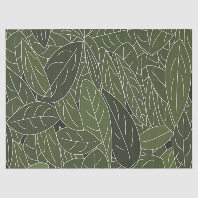 Papel De Seda Follaje de Hojas Verdes (Anverso)