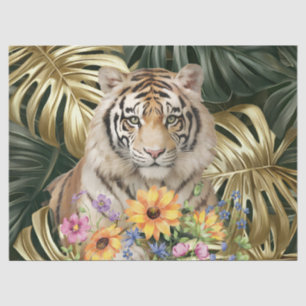 Papel De Seda Follaje de la selva Flores silvestres de acuarela