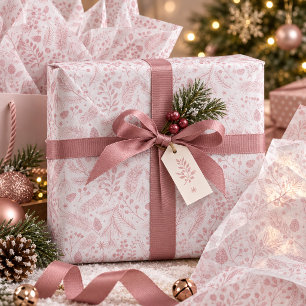Papel De Seda Follaje invernal rústico-chic Rosa polvorienta mar