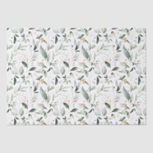 Papel De Seda Follaje verde hojas doradas