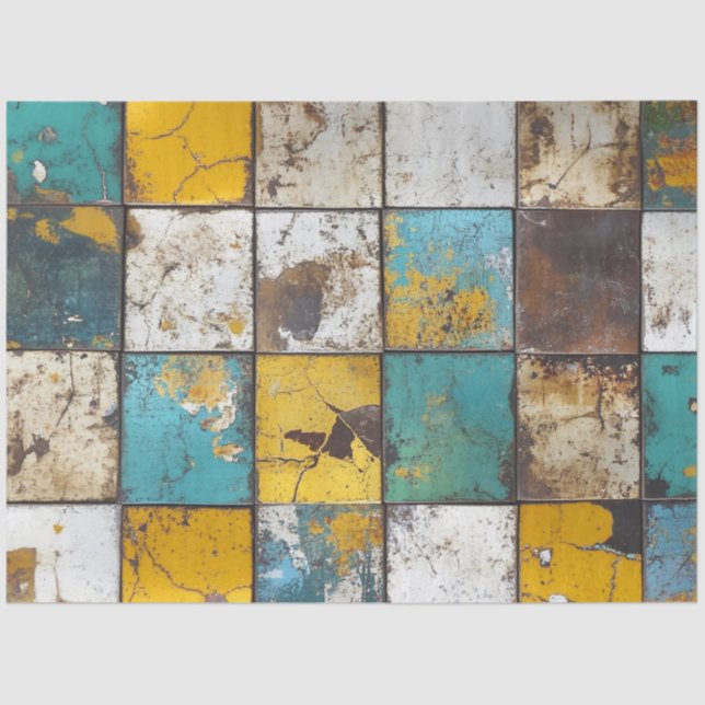 Papel De Seda Fondo amarillo azul marrón de la descomposición (Anverso)