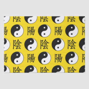 Papel De Seda Fondo amarillo Patrón Yinyang chino