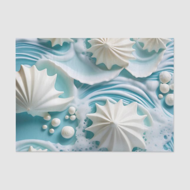 Papel De Seda Fondo azul claro del océano con cascadas marinas (Anverso)