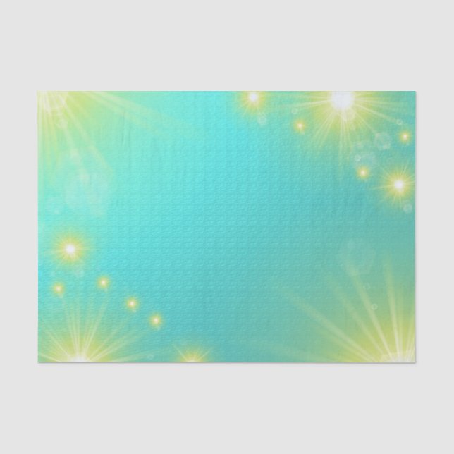 Papel De Seda fondo azul turquesa con estrellas amarillas (Anverso)