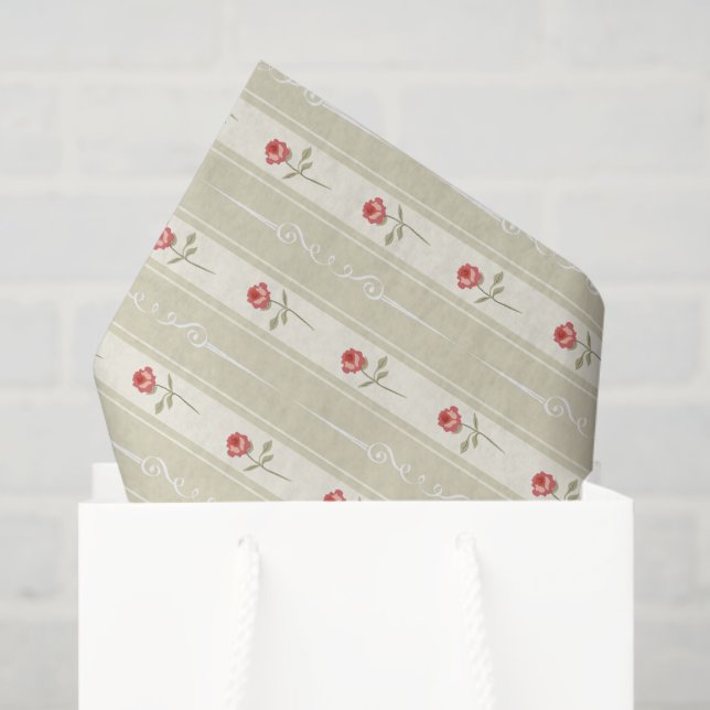 Papel De Seda fondo beige natural bonito botánico rústico (Bolsa de regalo)