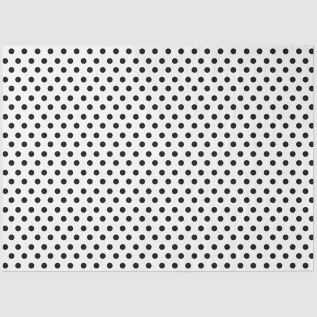 Papel De Seda Fondo blanco con puntos de polka negro (Anverso)