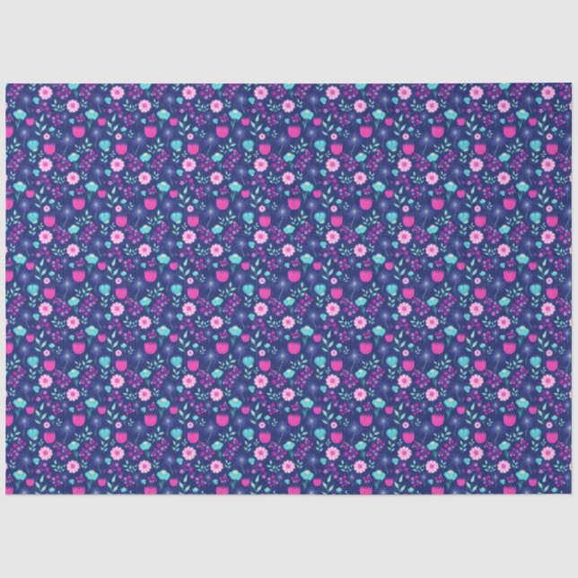 Papel De Seda Fondo con patrón floral lindo (Anverso)
