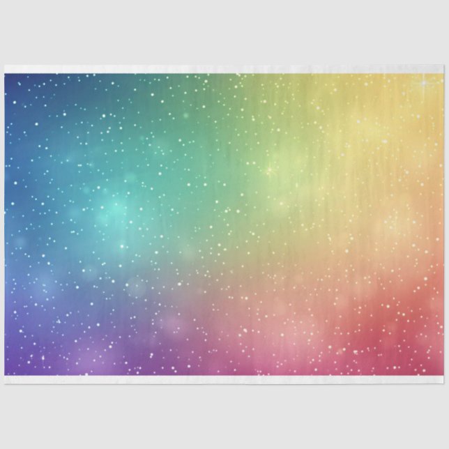Papel De Seda Fondo de Arcoíris con Estrellas Decoupage (Anverso)
