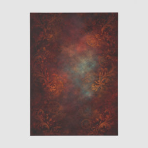 Papel De Seda Fondo de Damasco Rojo Steampunk EZ6 Decoupage