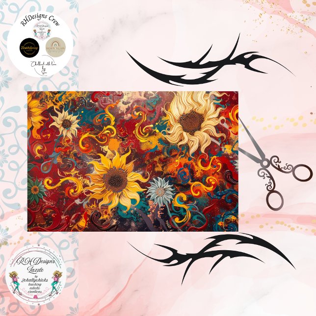 Papel De Seda Fondo de decoupage girando girasoles abstracto (Subido por el creador)