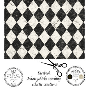 Papel De Seda Fondo de Harlequín negro y blanco con decoupage de