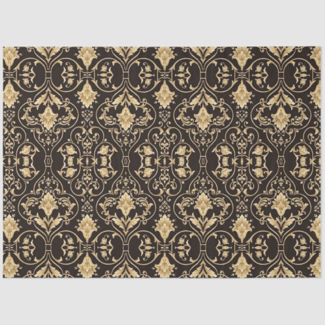 Papel De Seda Fondo de la deformación del diseño negro dorado (Anverso)