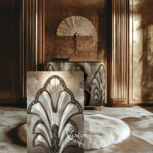 Papel De Seda Fondo de Motivo Bronce Rugiente, Art Deco Bling
