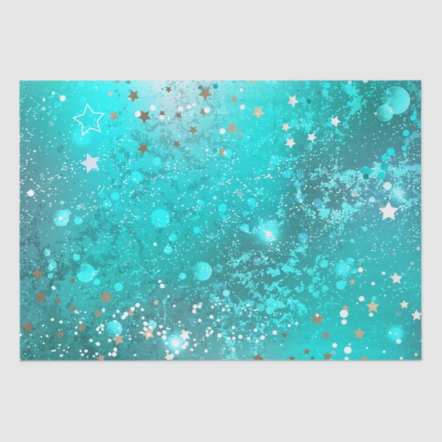 Papel De Seda Fondo de Relieve metalizado turquesa de mimbre (Anverso)