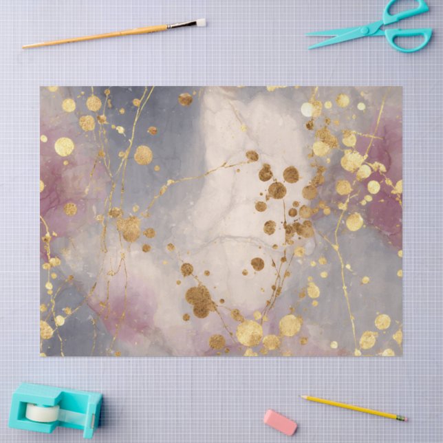 Papel De Seda Fondo de salpicaduras de tinta de oro rosa (Artesanía)