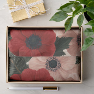 Papel De Seda Fondo floral de Anémona Feliz Navidad