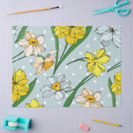 Papel De Seda Fondo floral retro amarillo azul Desnudo