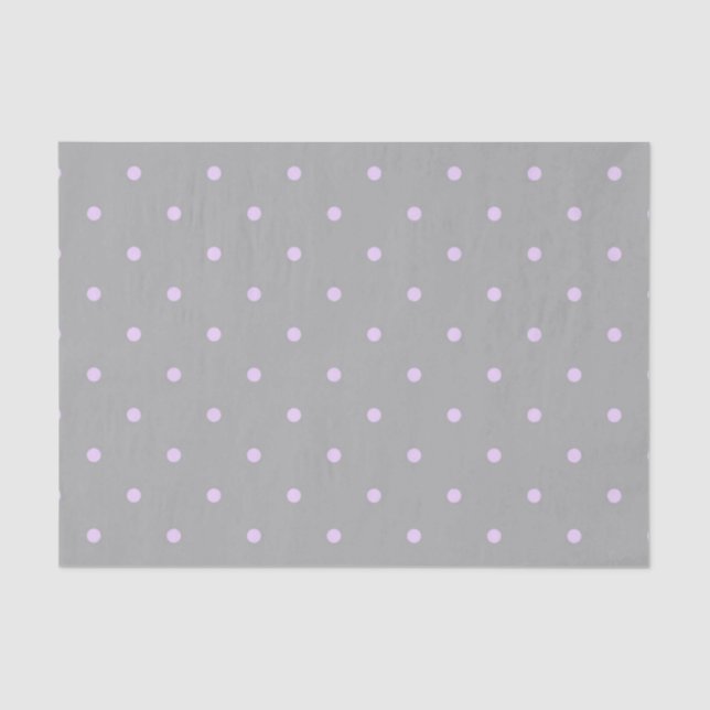 Papel De Seda Fondo gris de punto rosado elegante punto de polka (Anverso)