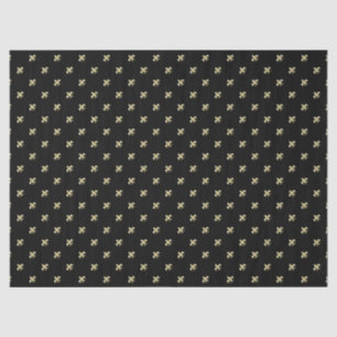 Papel De Seda Fondo negro con flores de oro de Lis