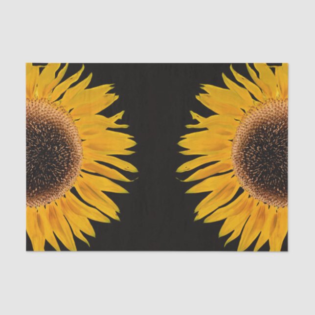 Papel De Seda Fondo negro simétrico del amarillo del girasol (Anverso)
